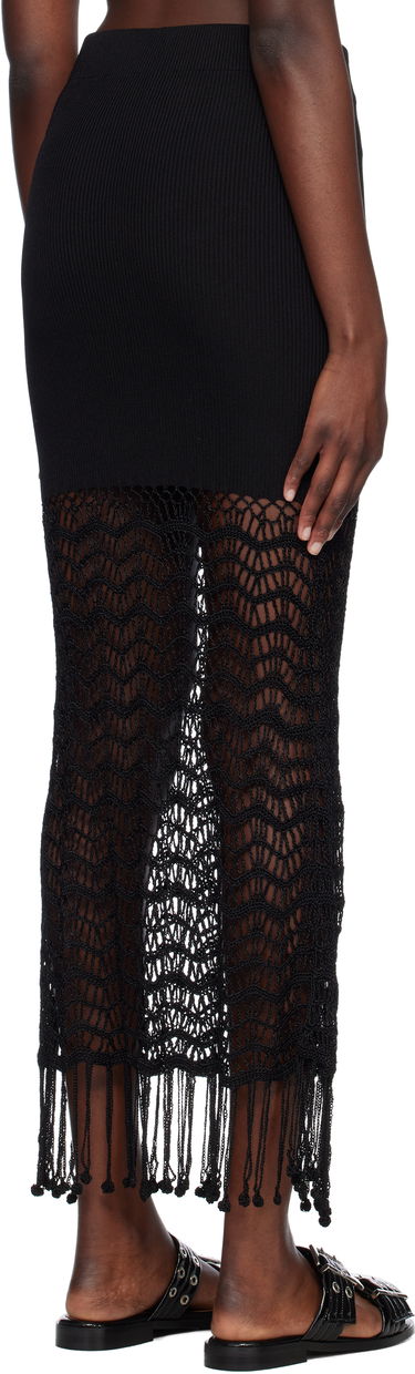 Nederdel GANNI GANNI Crochet Maxi Skirt with Fringe Sort | K2435, 2
