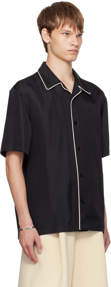 Skjorte Jil Sander Jil Sander Fluid Viscose Camp Collar Shirt Sort | J61DL0062_J65280, 1