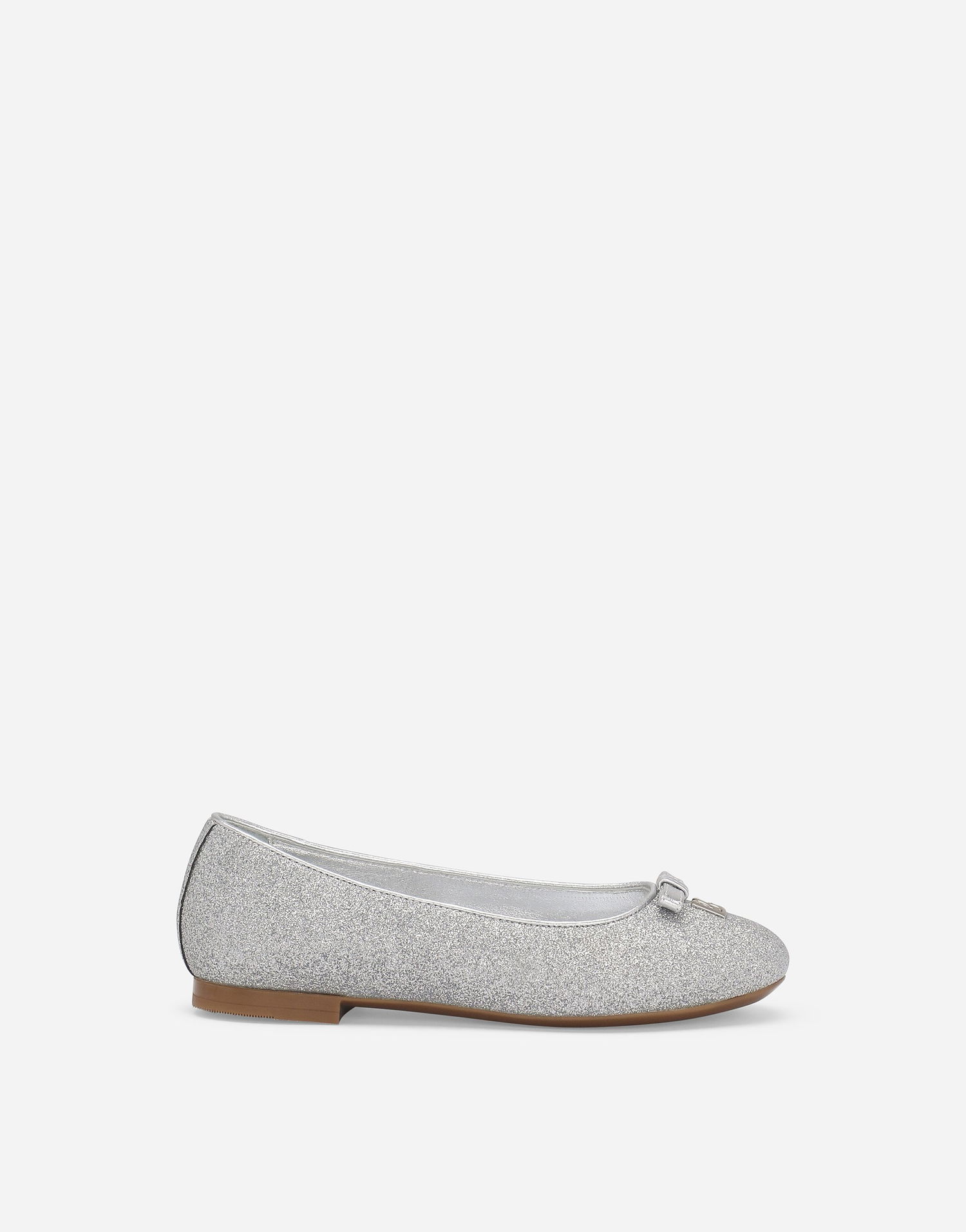 Sneakers og sko Dolce & Gabbana Glittery Fabric Ballet Flats With Bow And Dg Logo Metalisk | D11300AA74580998, 0
