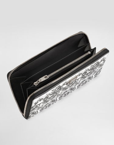 Tegnebog Dolce & Gabbana Dolce & Gabbana Majolica Print Calfskin Zip-Around Wallet Hvid | BP1672AN719IU3TN, 3