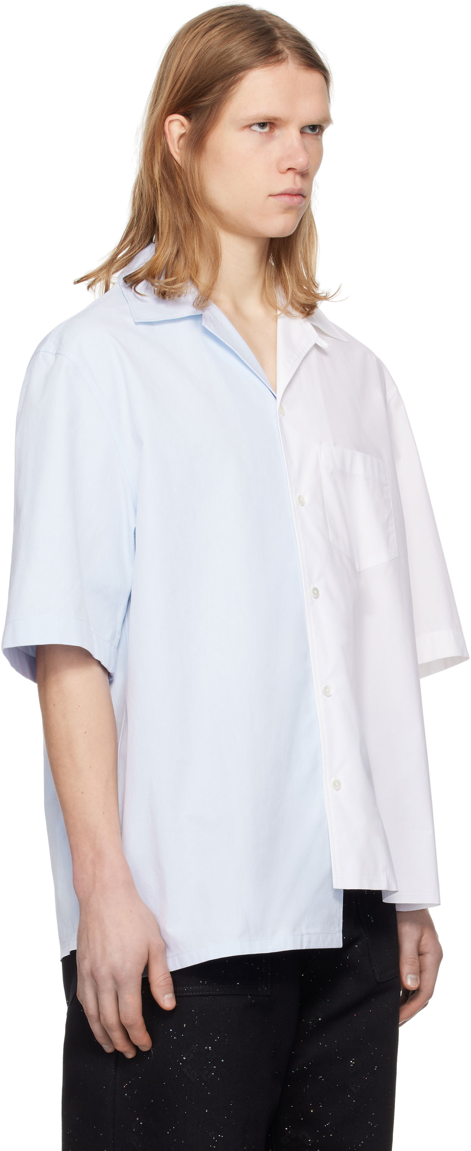 Skjorte LANVIN Lanvin Bicolor Asymmetric Shirt Blå | RM-SI0014-6043-P25, 1
