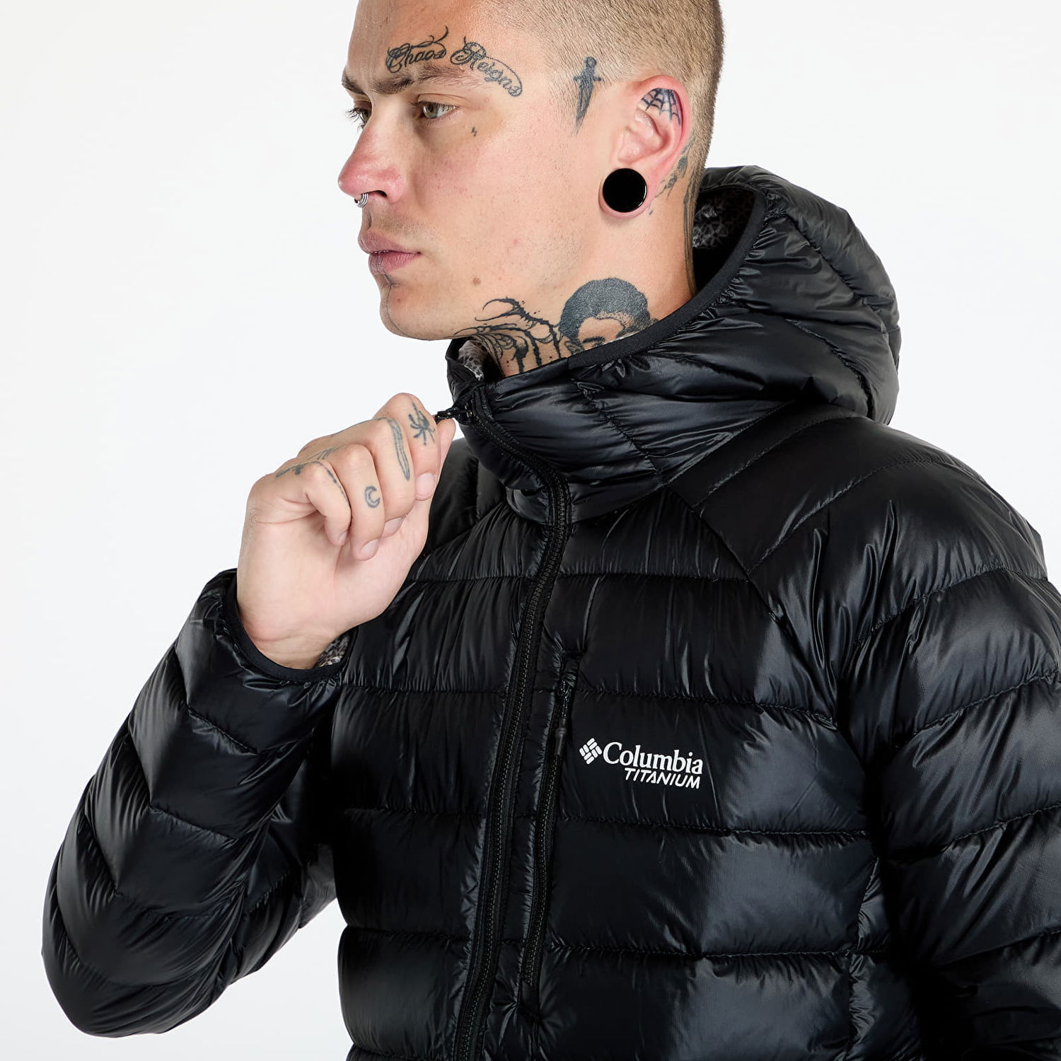 Puffer jakke Columbia Arctic Crest™ Down Hooded Jacket Black Sort | 2088774010, 1