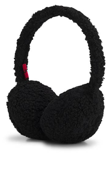 Tilbehør BOSS Teddy ear muffs with stacked-logo embroidery Sort | 50550599, 1