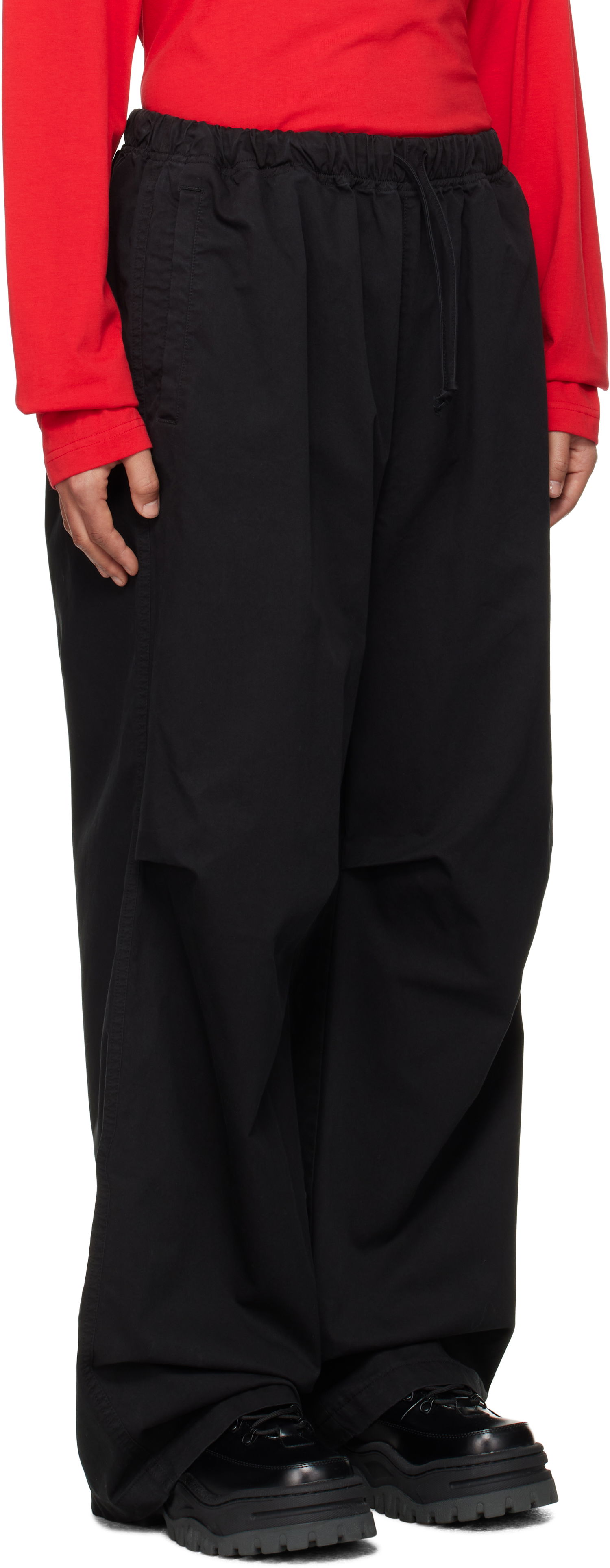 Cargo bukser We11done We11done Tucked Wide Trousers Sort | WD-PT3-24-262-U-BK, 1