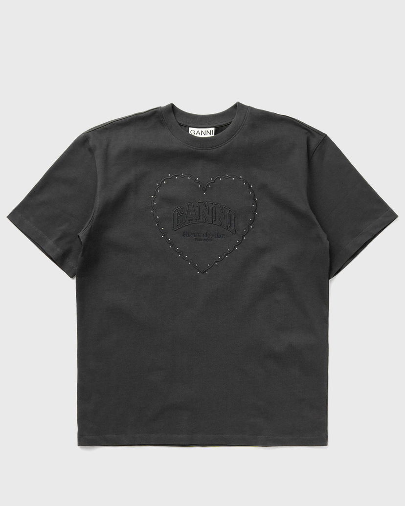 T-shirt GANNI Heavy Cotton Drop Shoulder Heart Tee Sort | T4057-252