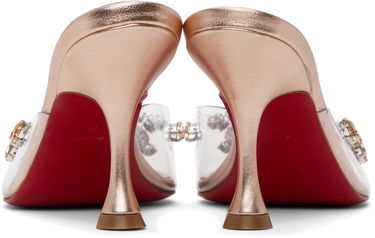 Skopleje Christian Louboutin Christian Louboutin Degraqueen 85 Embellished Clear Strap Kitten Heel Mules Lyserød | 3230288, 1