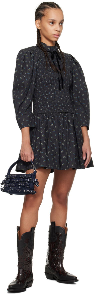 Kjole GANNI Ganni Printed Smock Mini Dress Sort | W0074, 3