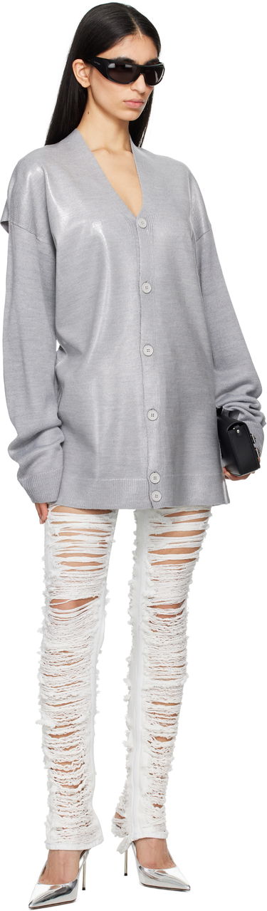 Sweater Maison Margiela MM6 Maison Margiela Plastified Knit Cardigan Grå | S62HP0026 M13120, 4