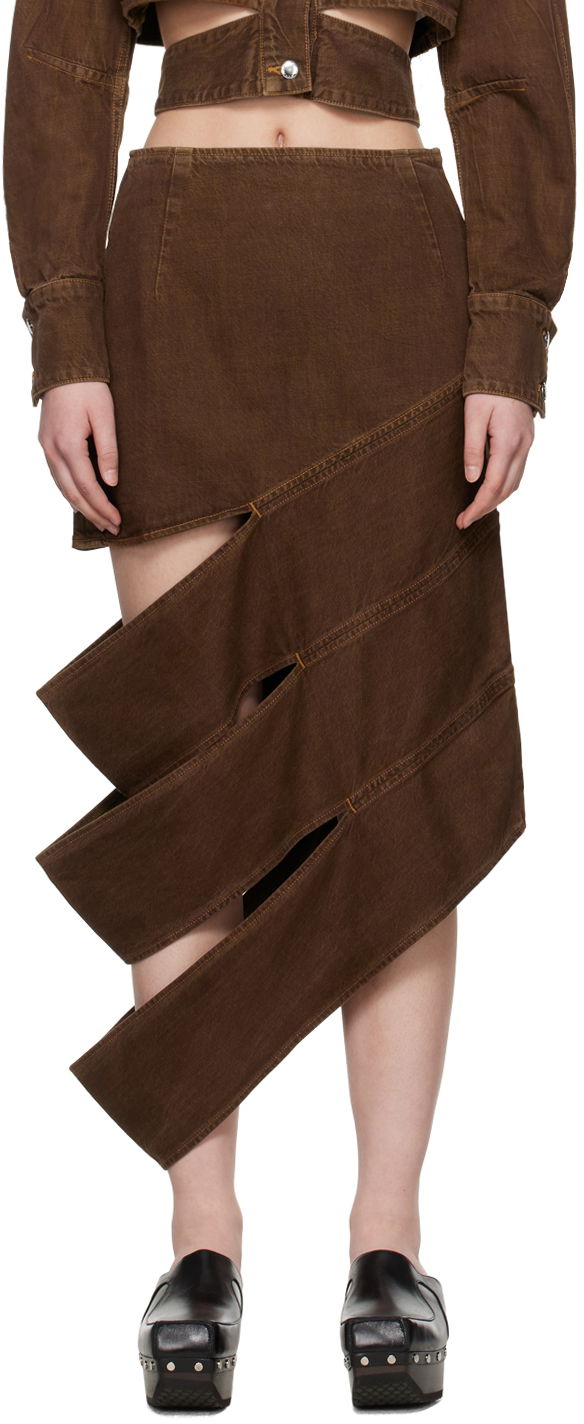 Nederdel Eckhaus Latta Asymmetrical Denim Midi Skirt Brun | 1115-EL-PF24-T -, 0