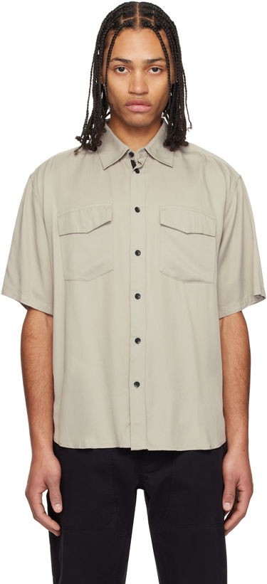 Skjorte rag & bone Rag & Bone Matthew Two-Pocket Short Sleeve Shirt Beige | MBW24HA011VSML, 0