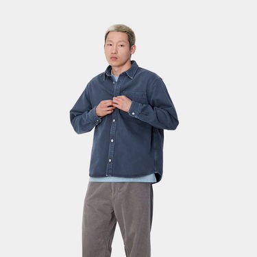 Skjorte Carhartt WIP Stone Dyed Shirt Jacket Blå | I033750_8, 3
