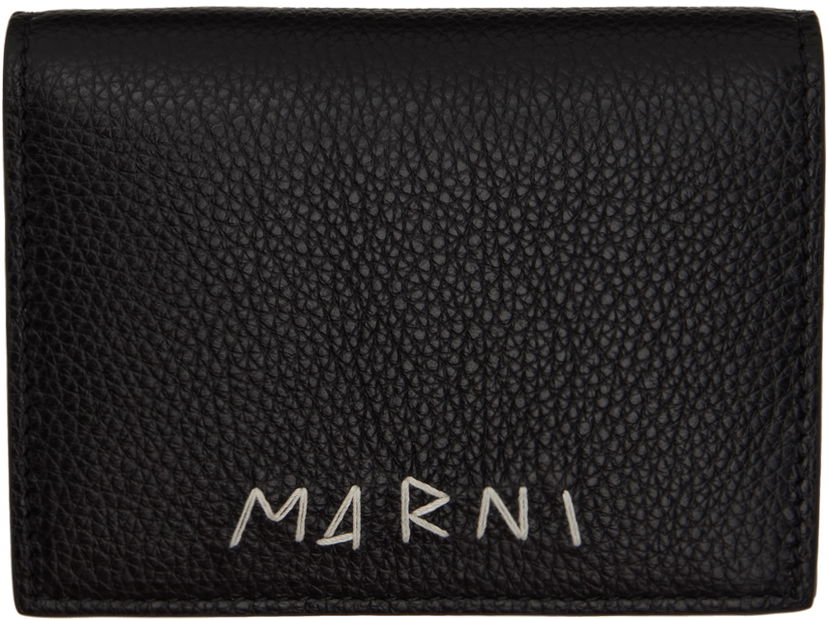 Tegnebog Marni Pebbled Leather Zip-Around Bifold Wallet Sort | PFMOQ14Q10 P6533