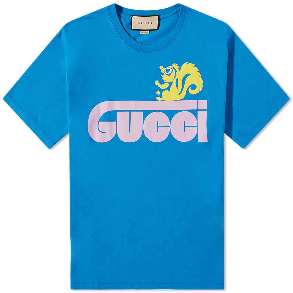 T-shirt Gucci Animal Logo Tee Blå | 548334-XJEUJ-4199, 0