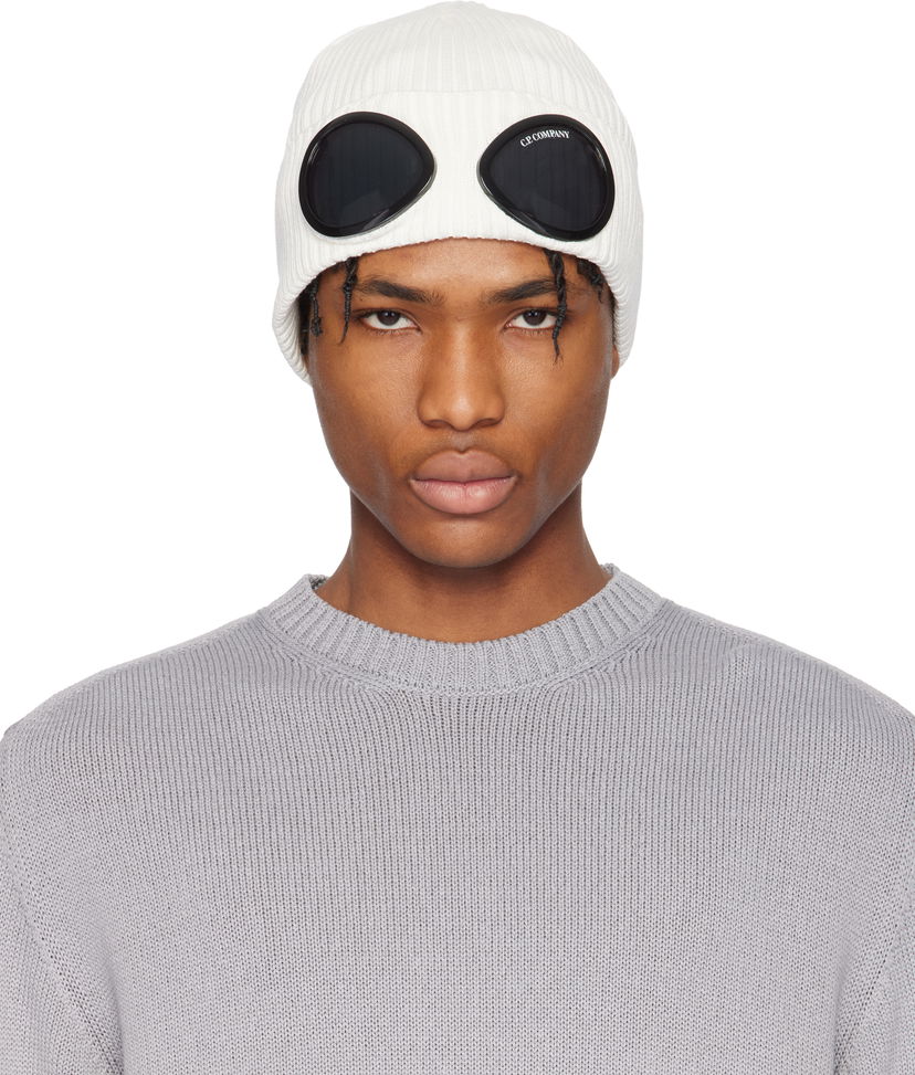 Beanie C.P. Company C.P. Company Goggle Beanie Hvid | 18CMAC016A-000727A