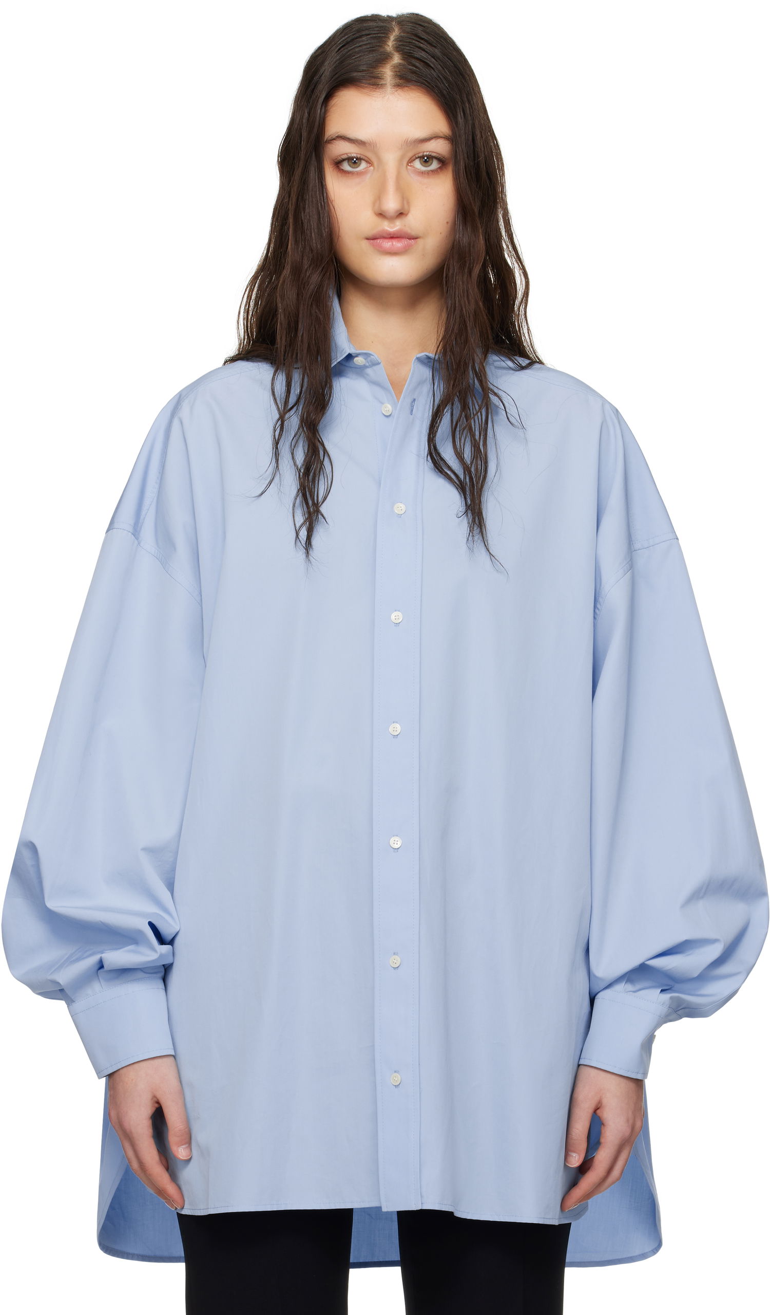 Skjorte WARDROBE.NYC Oversize Shirt Minidress Blå | W1085R17, 0