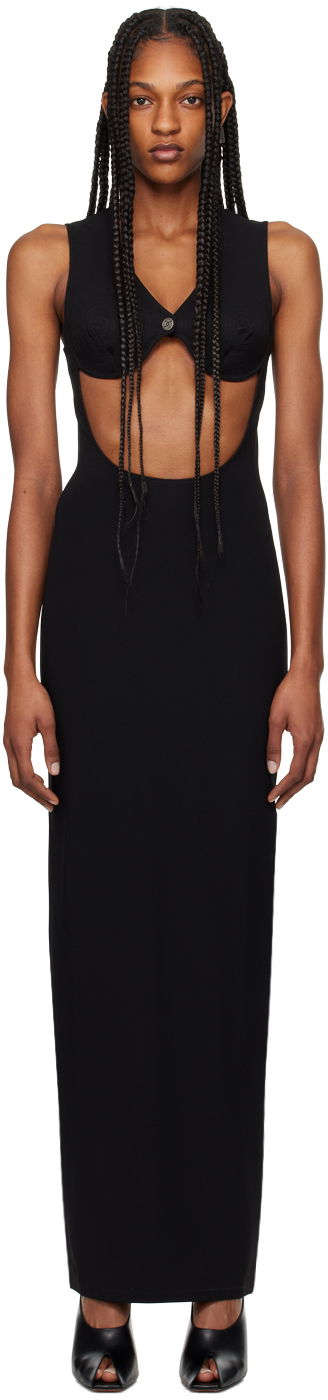 Kjole Jean Paul Gaultier Gaultier Cone Bra Maxi Dress Sort | 24/25-F-RO122-J053-00