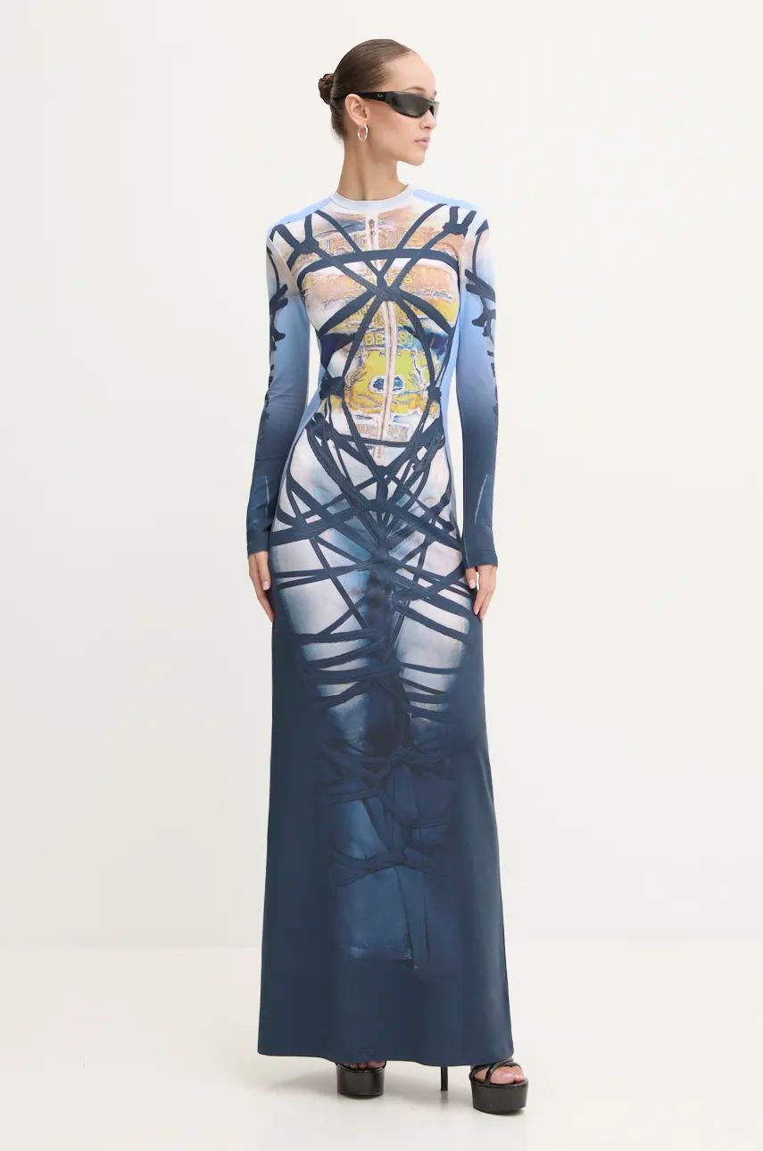 Kjole Y/PROJECT Bondage Print Maxi Dress Blå | 104DR006, 0