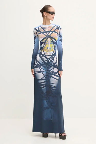Kjole Y/PROJECT Bondage Print Maxi Dress Blå | 104DR006, 0