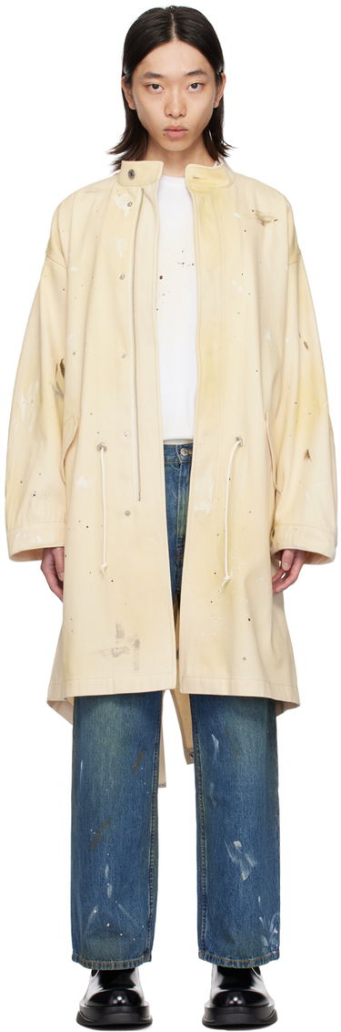 Regnfrakke Helmut Lang Painted Denim Long Coat Beige | O05DM499, 0