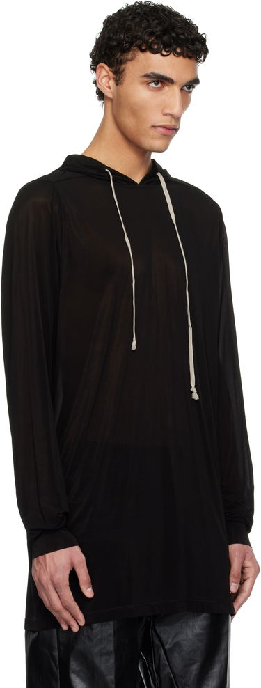 Sweatshirt Rick Owens Rick Owens Hollywood Stretch Cupro Jersey Hoodie Sort | RU01E5285 BZ, 1
