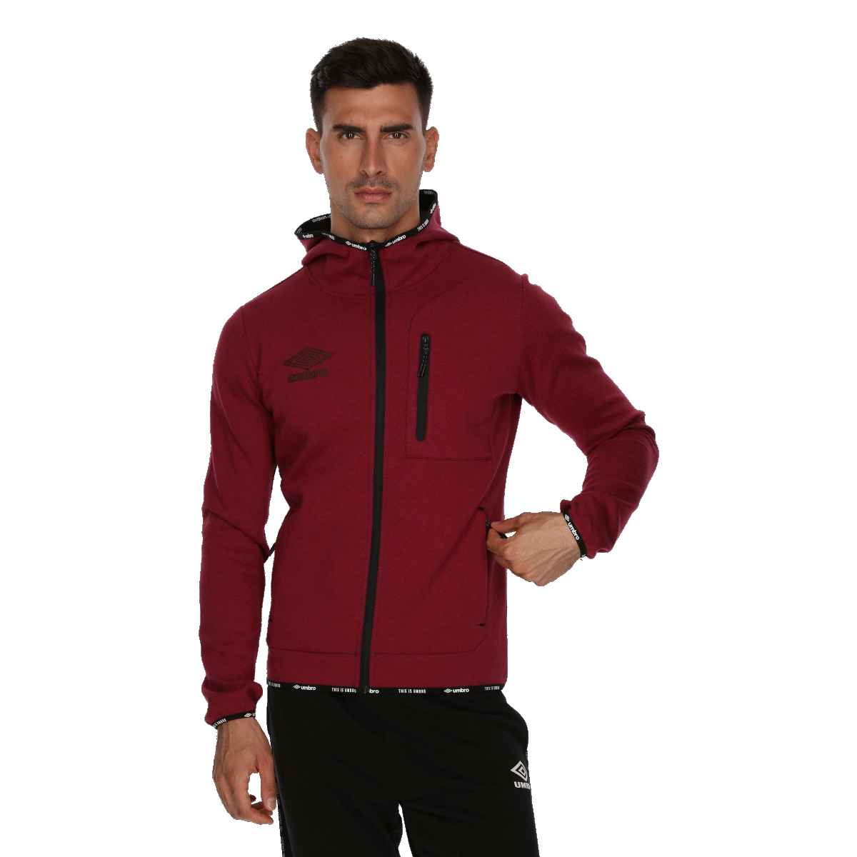 Sweatshirt Umbro Double Textured Full-Zip Hoodie Bourgogne | UMA243M609-52, 0