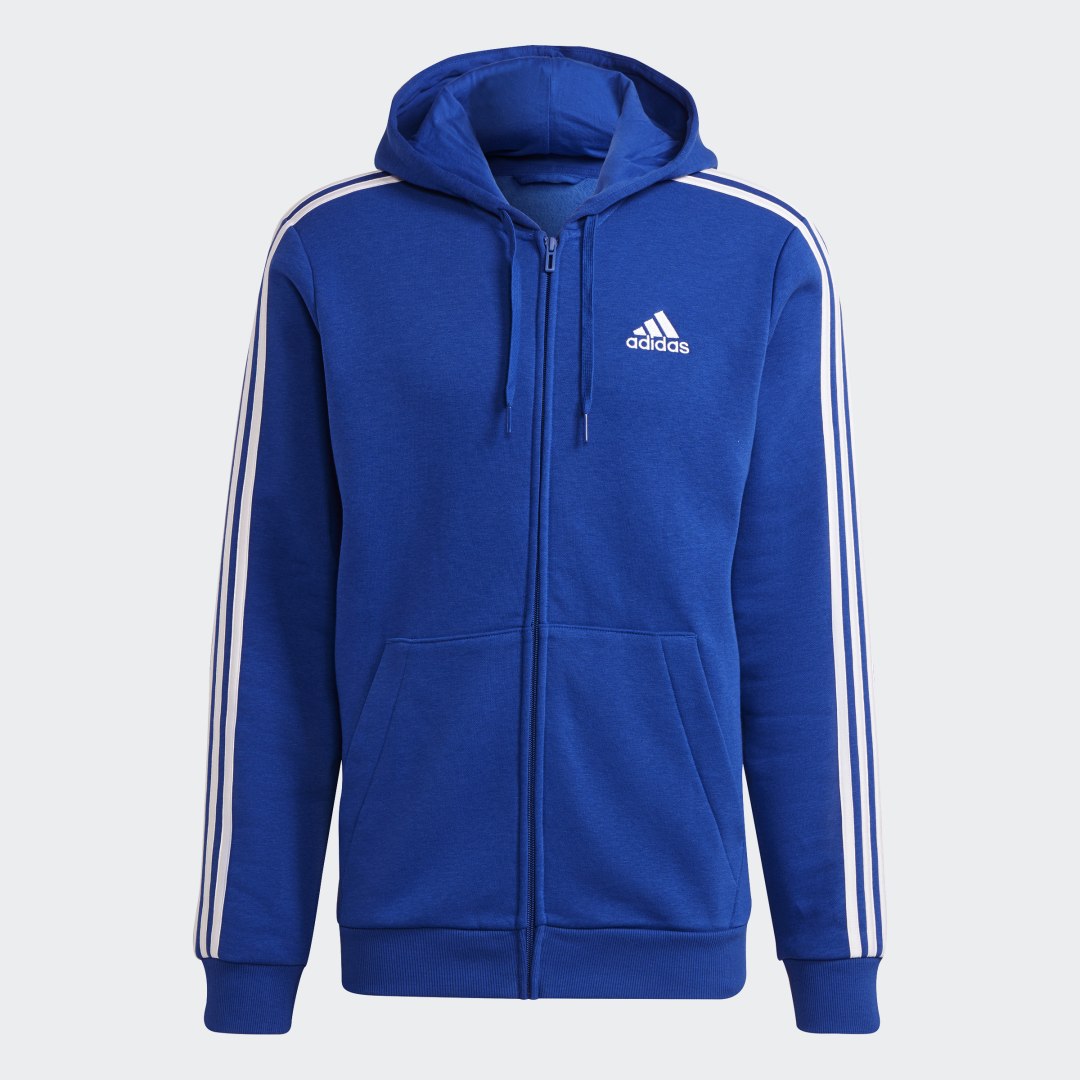 Sweatshirt adidas Performance Essentials Fleece 3-Stripes Full-Zip Hoodie Blå | H12181, 0