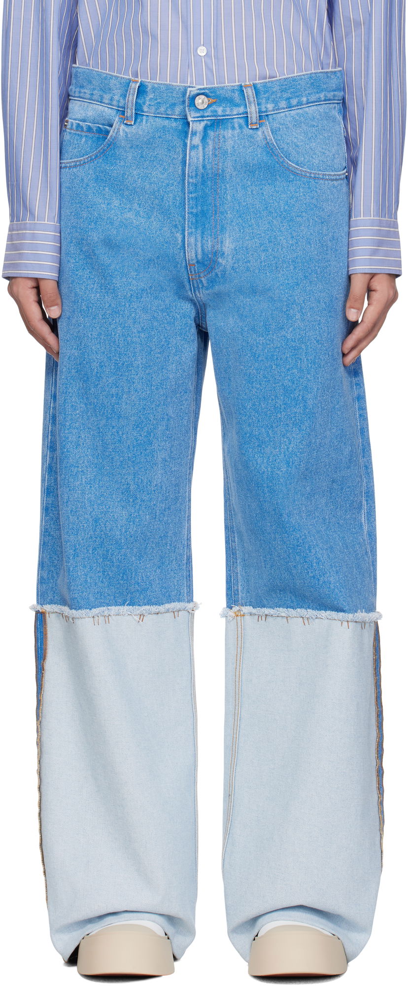 Jeans Marni Marni Two-Tone Wide Leg Jeans Blå | PUJU0106S0 USCW91
