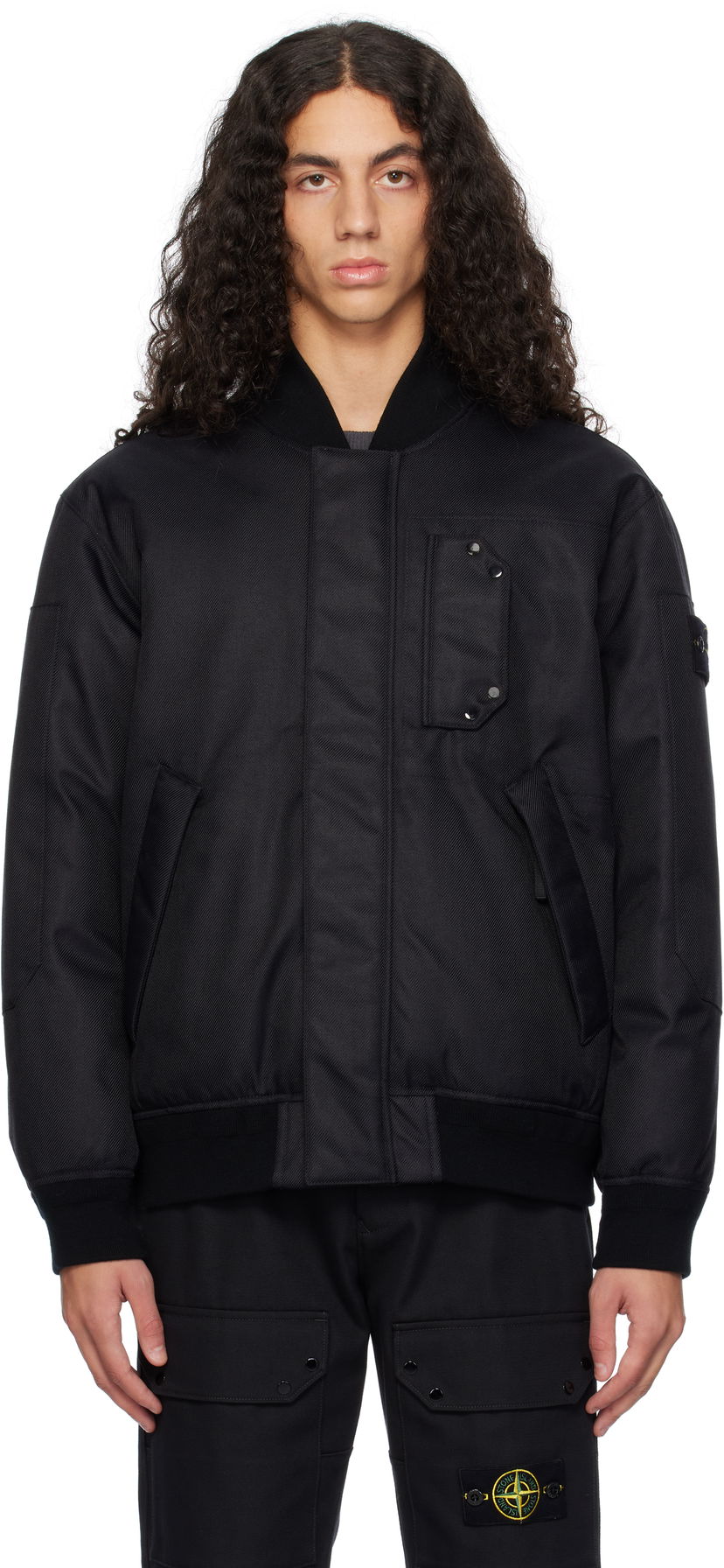 Bomberjakke Stone Island Diagonal Nylon Down Bomber Jacket Sort | 811546536