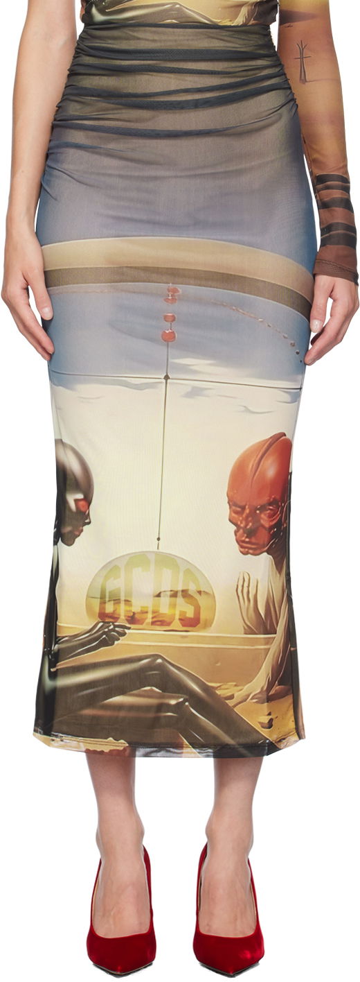Nederdel GCDS Multicolor Creatures Midi Skirt Flerfarvet | A2CW3202TE3
