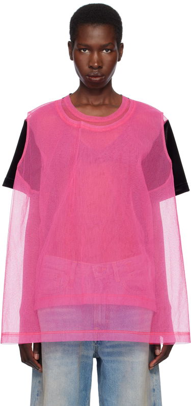 Tanktop Comme des Garçons Homme Plus Jersey & Nylon Tulle T-Shirt Lyserød | PO-T028-051, 0
