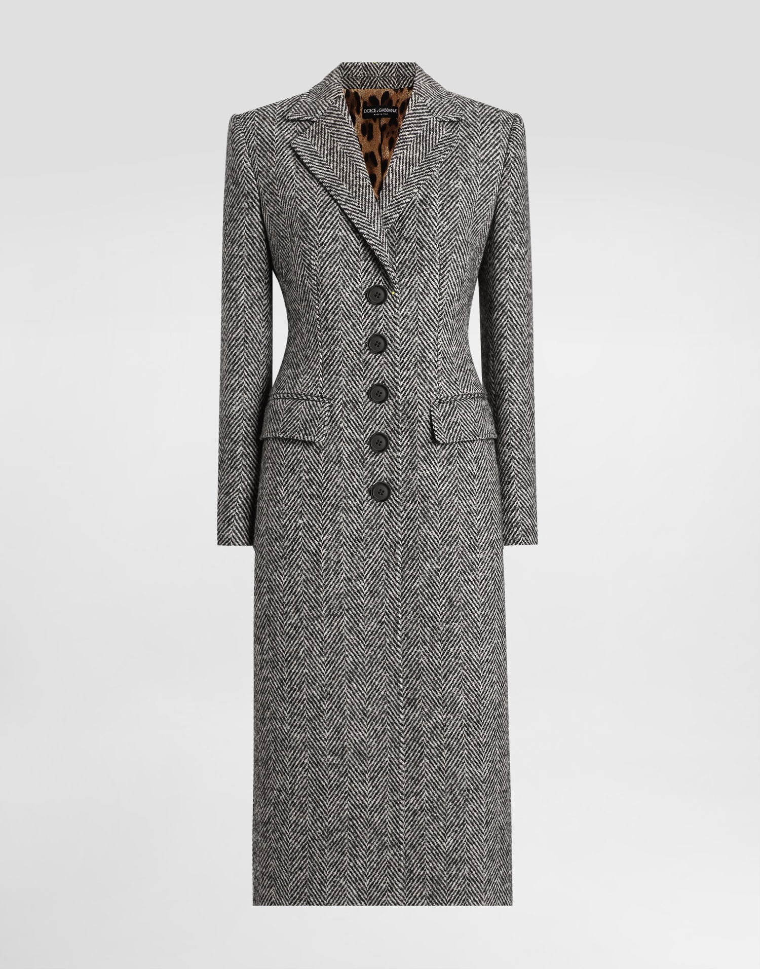 Frakker Dolce & Gabbana Dolce & Gabbana Single-Breasted Wool Chevron Coat Grå | F0W4QTFC2FUS8030, 0