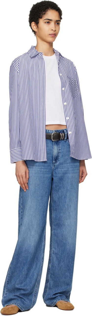 Skjorte rag & bone Striped Poplin Shirt Blå | WAW22FA050ZE50, 3