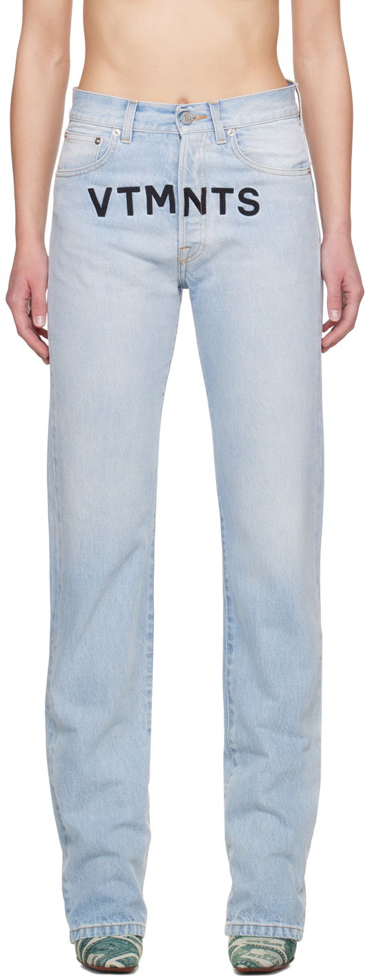 Jeans VETEMENTS Embroidered Jeans Blå | VL20PA280L