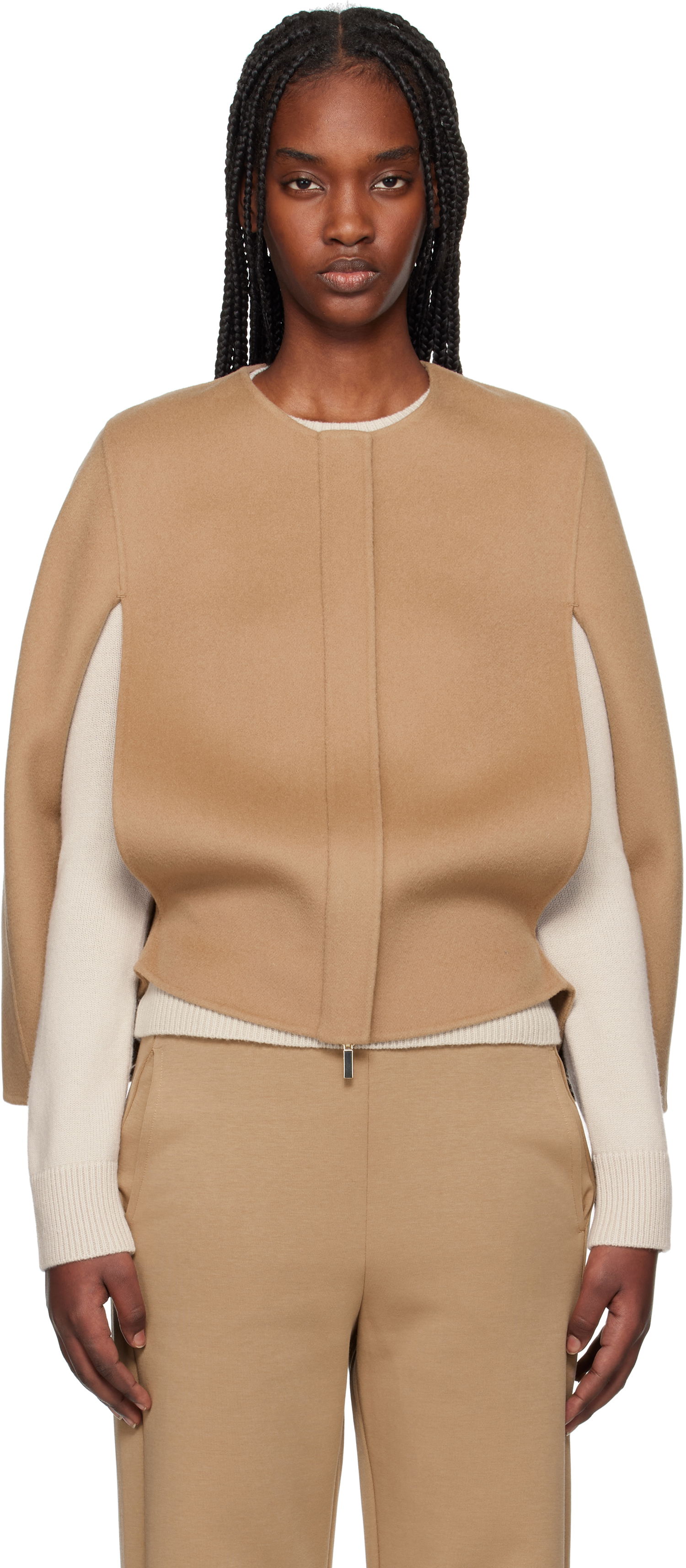 Vest Max Mara Max Mara Helene Wool Cape Jacket Brun | 2519731011600, 0