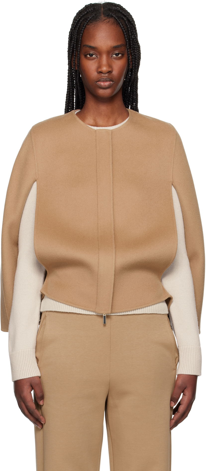 Vest Max Mara Max Mara Helene Wool Cape Jacket Brun | 2519731011600