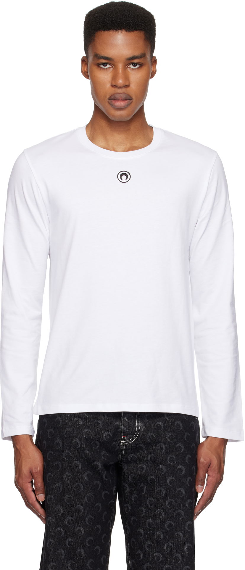 T-shirt Marine Serre Plain Long Sleeve T-Shirt Hvid | MTT076A CJER0009