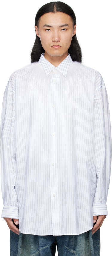 Skjorte HED MAYNER Hed Mayner Kidassia Striped Collared Shirt Hvid | HMMB60001P-HB049, 0