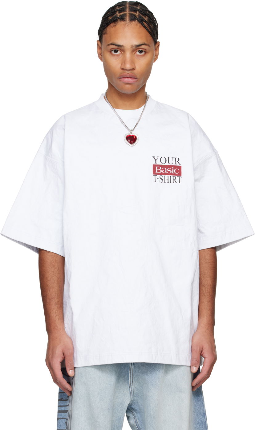T-shirt VETEMENTS Metalized Wrinkled 'Your Basic' T-Shirt Hvid | UA66TR1120W