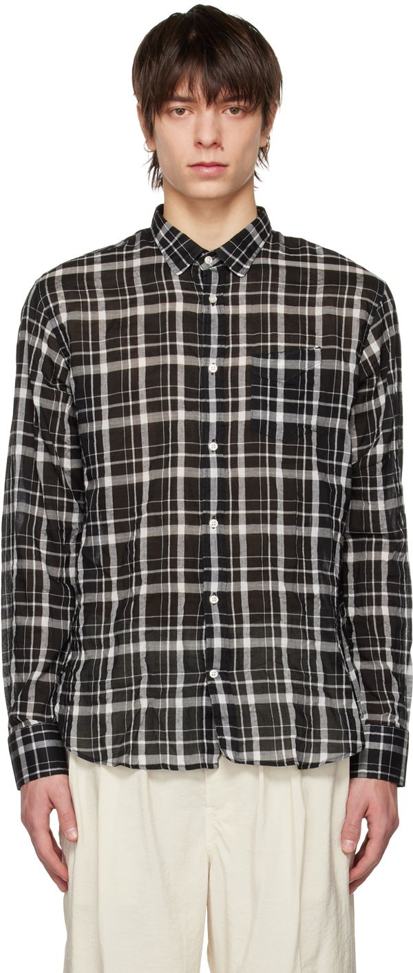 Skjorte Officine Générale Checked Cotton Shirt Sort | S23MSHI009PRE, 0
