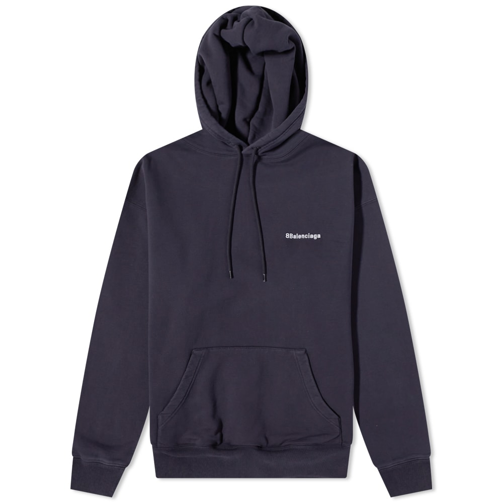 Sweatshirt Balenciaga Corporate Logo Popover Hoody Mørkeblå | 570811-TKVB5-3967, 0