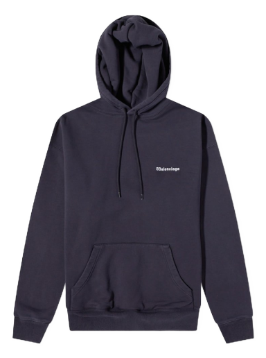 Sweatshirt Balenciaga Corporate Logo Popover Hoody Mørkeblå | 570811-TKVB5-3967