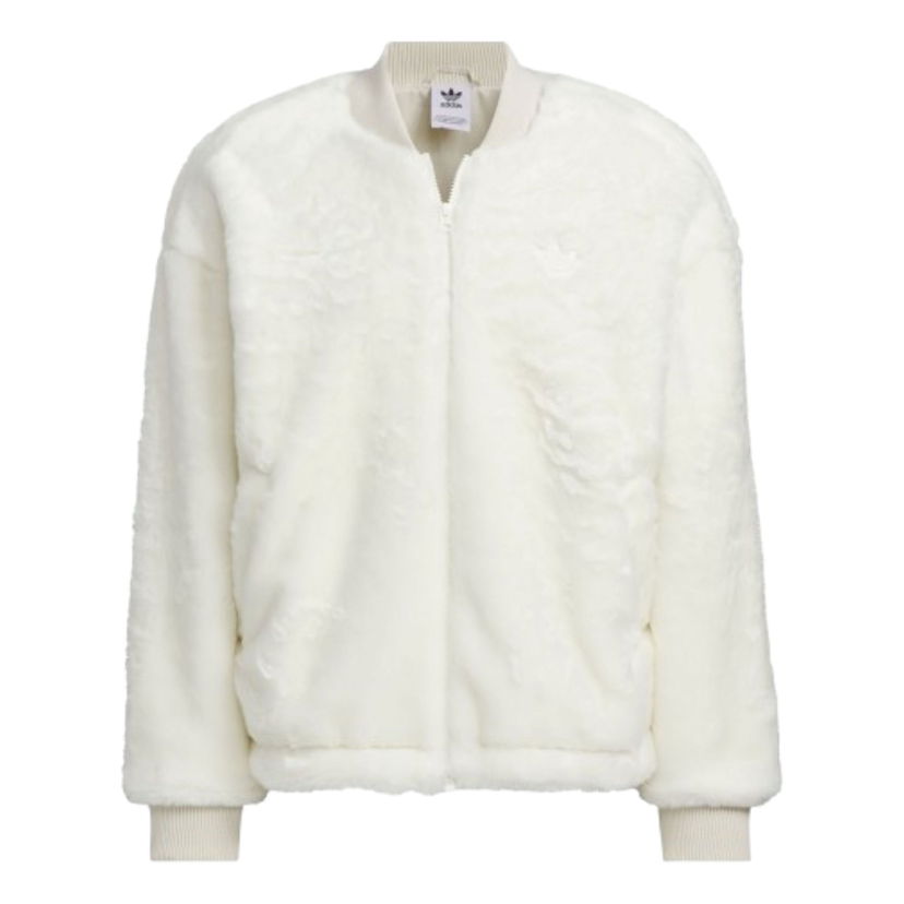 Bomberjakke adidas Originals Faux Fur Bomber Jacket Hvid | JD3777