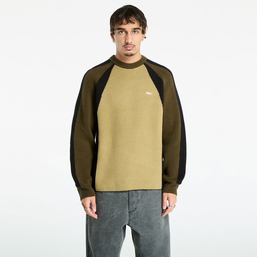Sweatshirt OBEY Raglan Crew Neck Sweater Mermaid Green Multi Grøn | 151000116-MMG