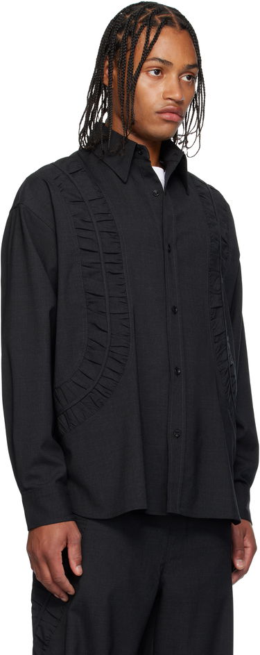 Skjorte sage NATION SAGE NATION Fossil Wool Shirt Sort | S081 Fossil Shirt, 1