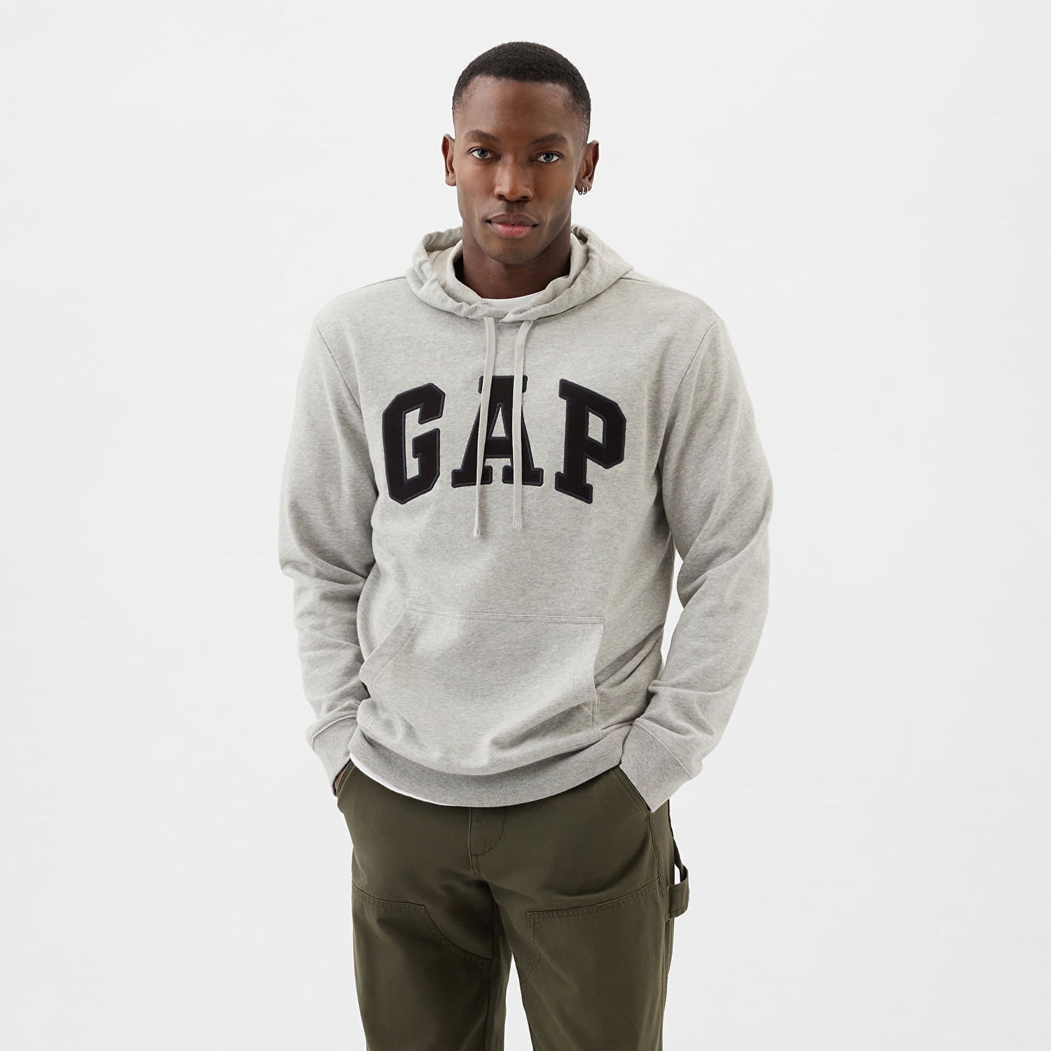 Sweatshirt GAP French Terry Pullover Logo Hoodie B08 Grå | 868453-03, 0