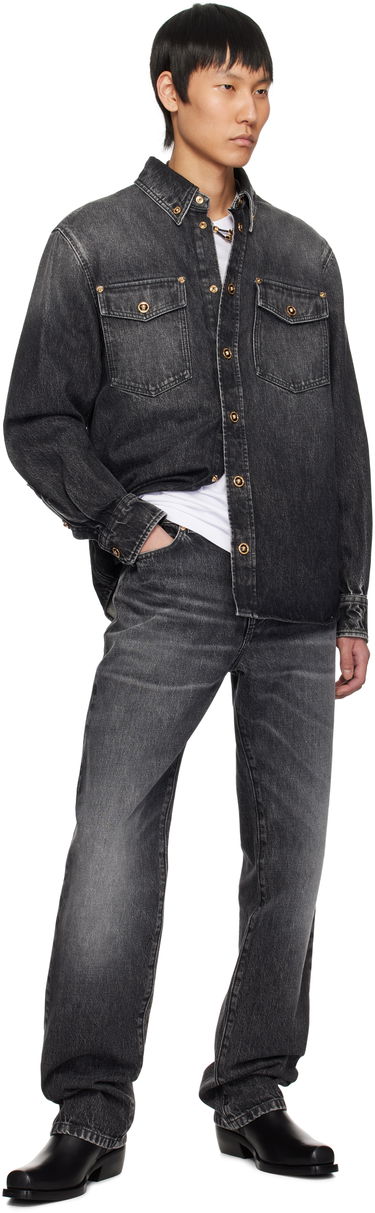 Skjorte Versace Versace Stonewashed Denim Overshirt Sort | 1013887_1A13718, 3
