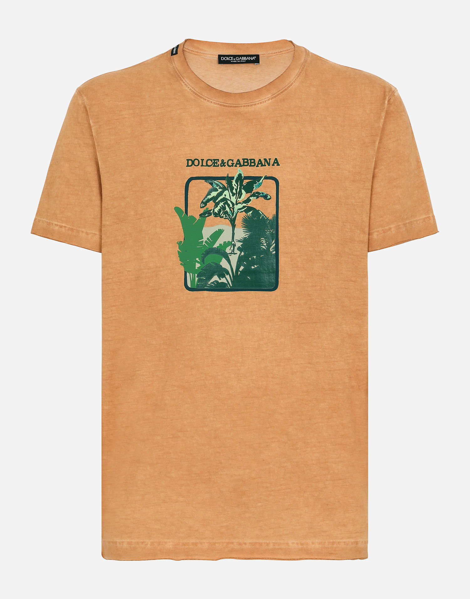 T-shirt Dolce & Gabbana Short-sleeved Cotton T-shirt With Banana Tree Print Beige | G8RN8TG7K1UM0650, 0