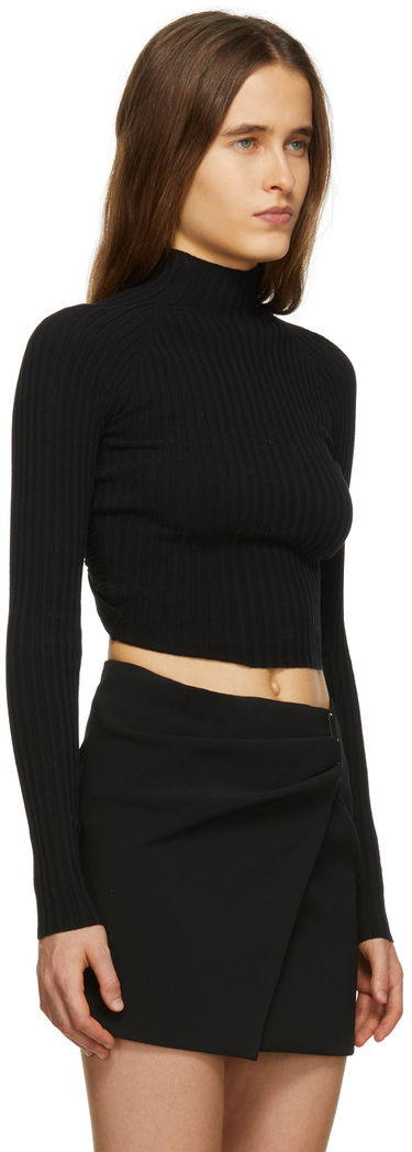 T-shirt Dion Lee Ribbed Knit Turtleneck Crop Top Sort | A7548R22, 1