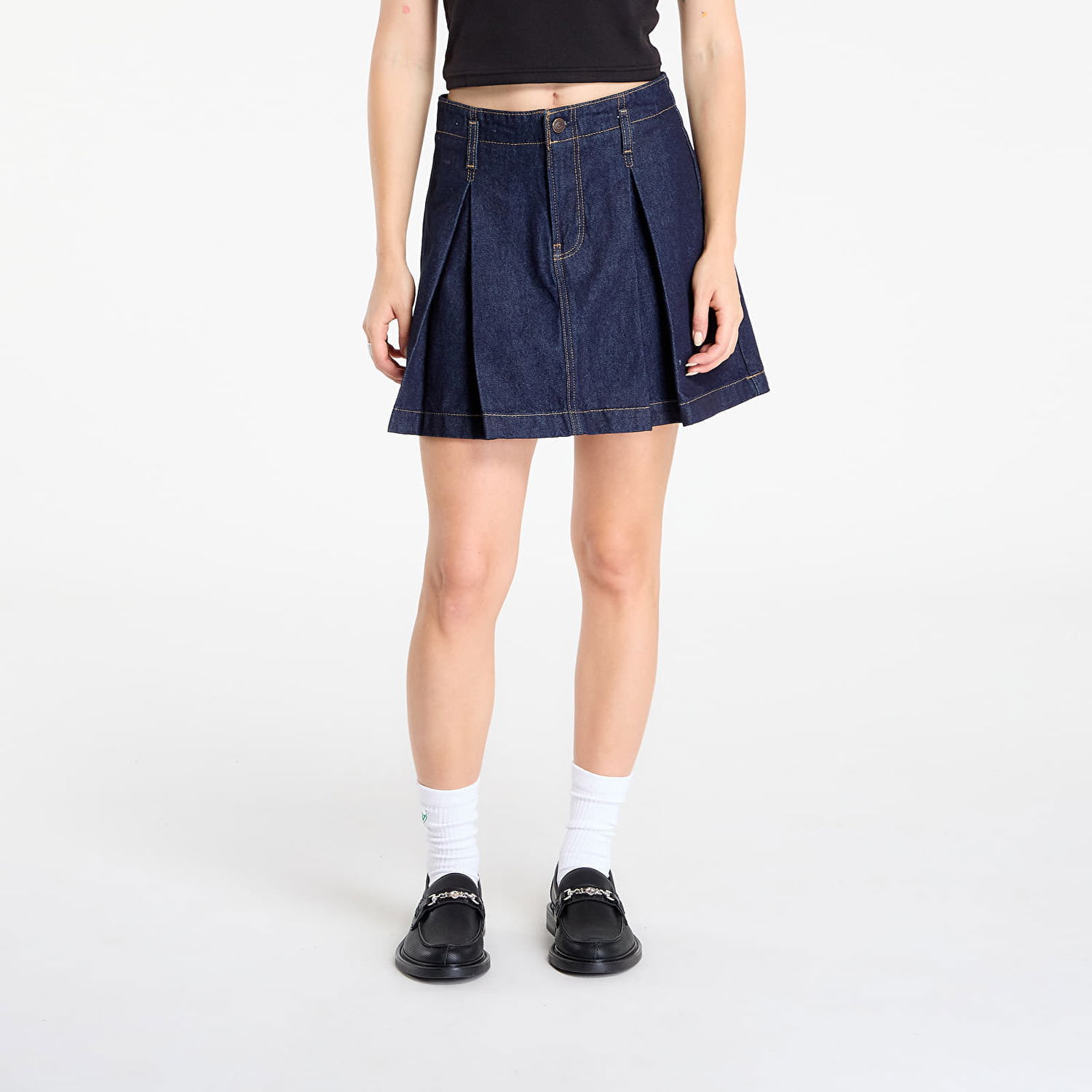 Nederdel CALVIN KLEIN Skirt Jeans Pleated Denim Skirt Blue Mørkeblå | LV047C717G N8D, 0