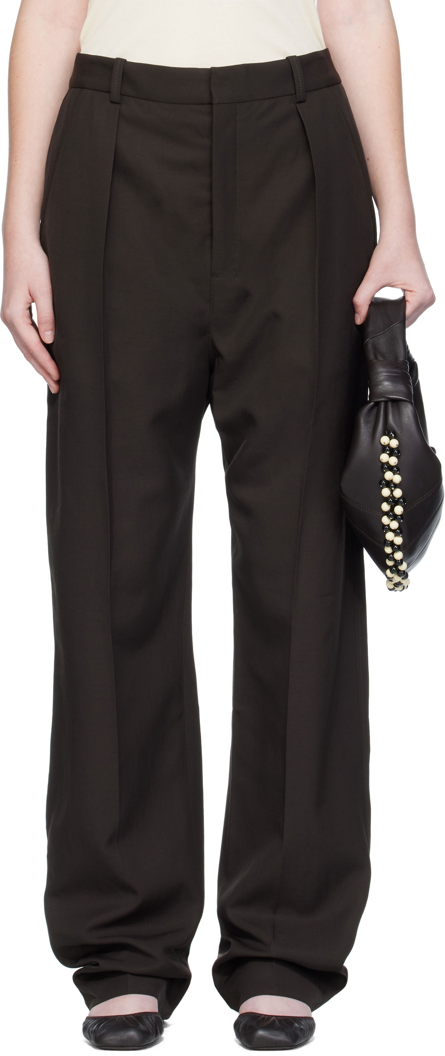 Bukser LEMAIRE Lemaire Pleated Trousers Brun | PA1251 LF1362, 0